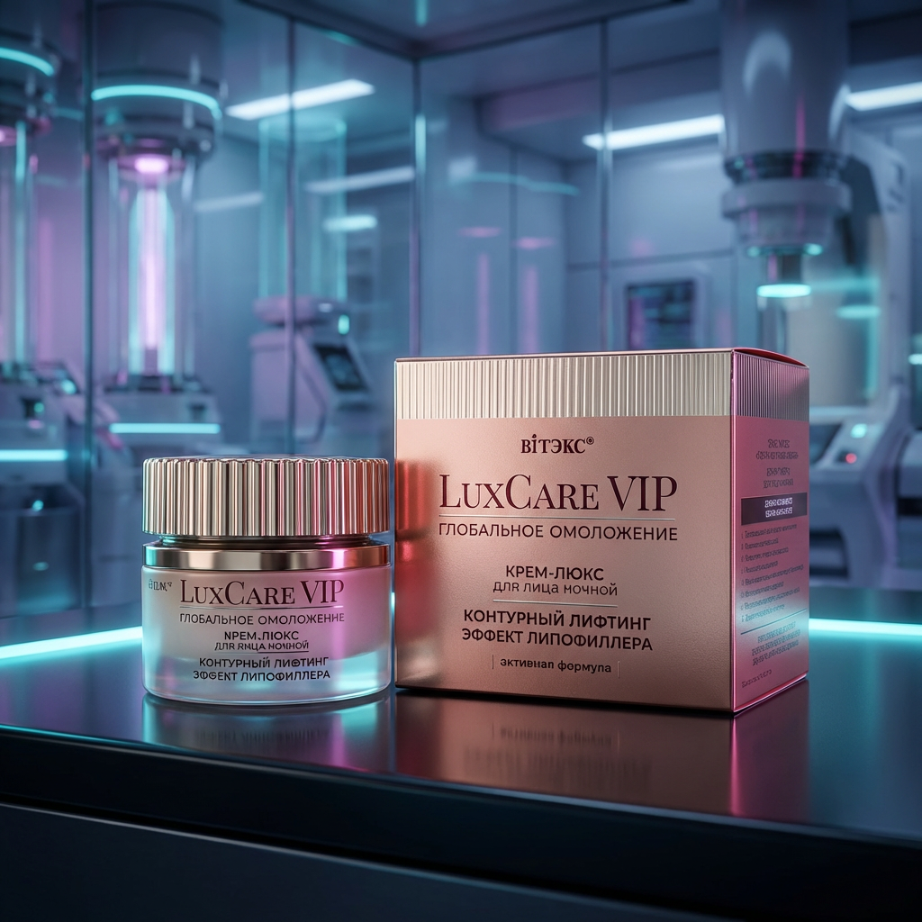 LuxCare VIP ГЛОБАЛЬНОЕ ОМОЛОЖЕНИЕ КРЕМ-ЛЮКС ночной для лица КОНТУРНЫЙ ЛИФТИНГ, ЭФФЕКТ ЛИПОФИЛЛЕРА