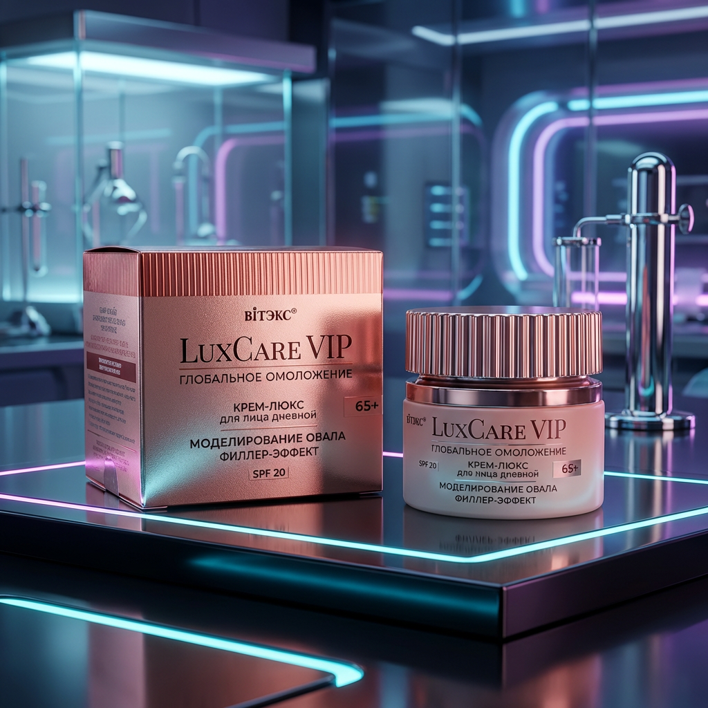 LuxCare VIP ГЛОБАЛЬНОЕ ОМОЛОЖЕНИЕ КРЕМ-ЛЮКС 65+ дневной для лица МОДЕЛИРОВАНИЕ ОВАЛА, ФИЛЛЕР-ЭФФЕКТ, SPF 20