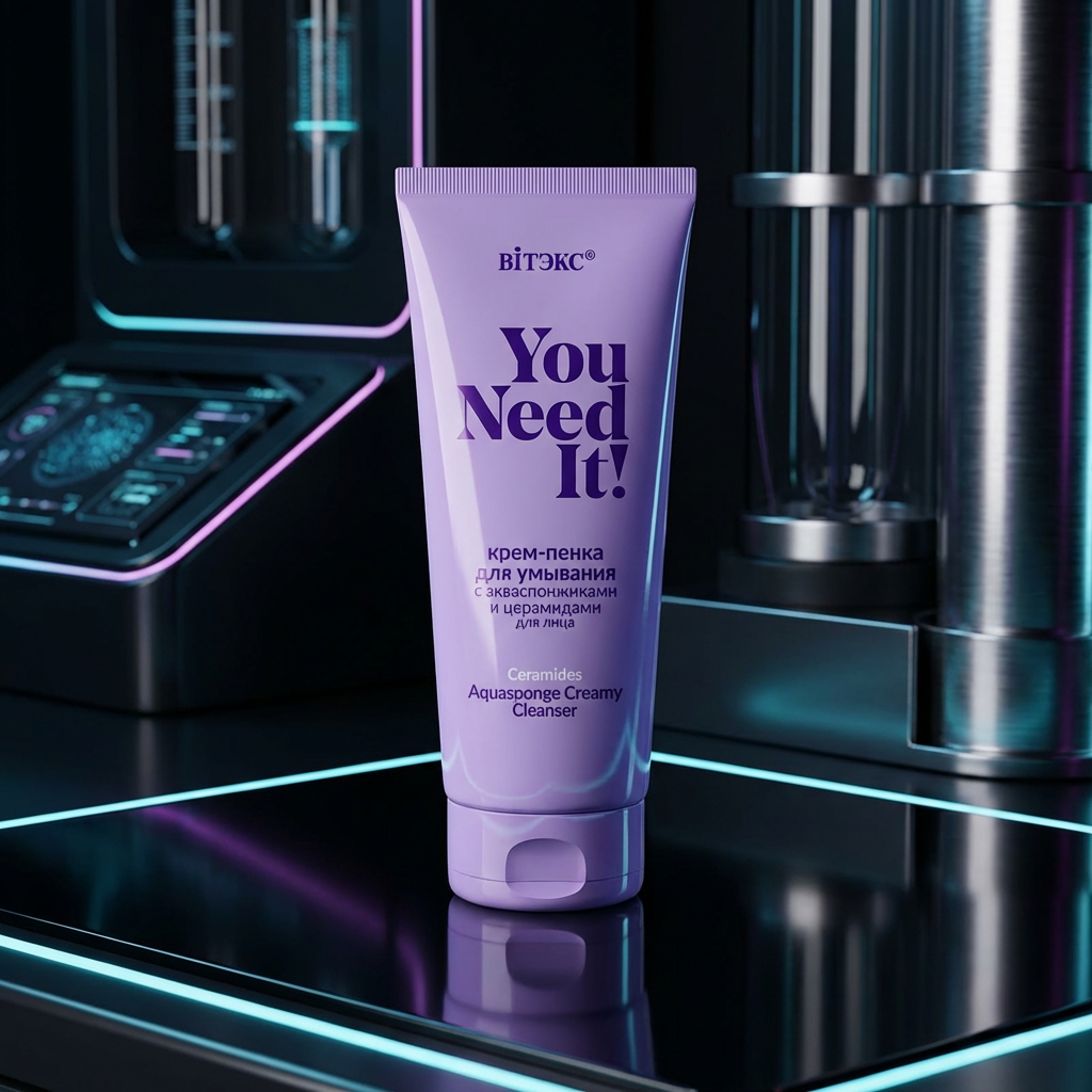 YOU NEED IT! КРЕМ-ПЕНКА для умывания с акваспонжиками и церамидами для лица
